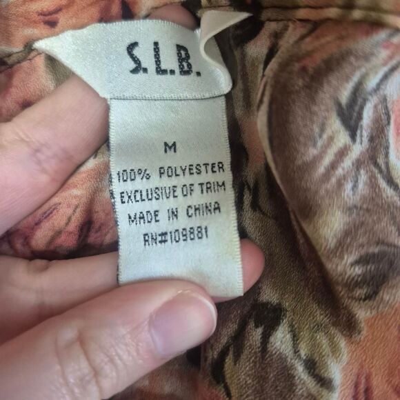 S.L.B. Pink Floral Long Sleeve Ruffle Blouse Coquette Y2K Size Medium - Picture 3 of 3